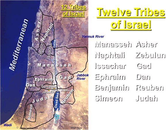 map of the 12 tribes of Israel 1400-930 B.C.